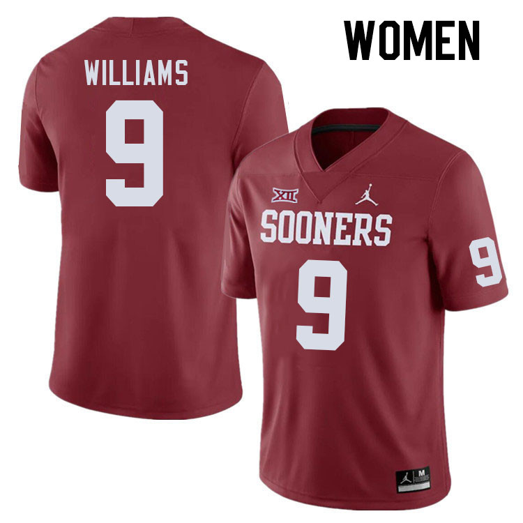 Women #9 Gentry Williams Oklahoma Sooners College Football Jerseys Stitched Sale-Crimson